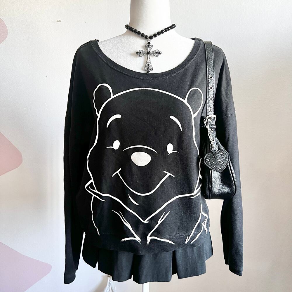 Black Winnie the Pooh Top, Disney, Y2K, Kidcore, Nostalgic, Streetwear, Medium